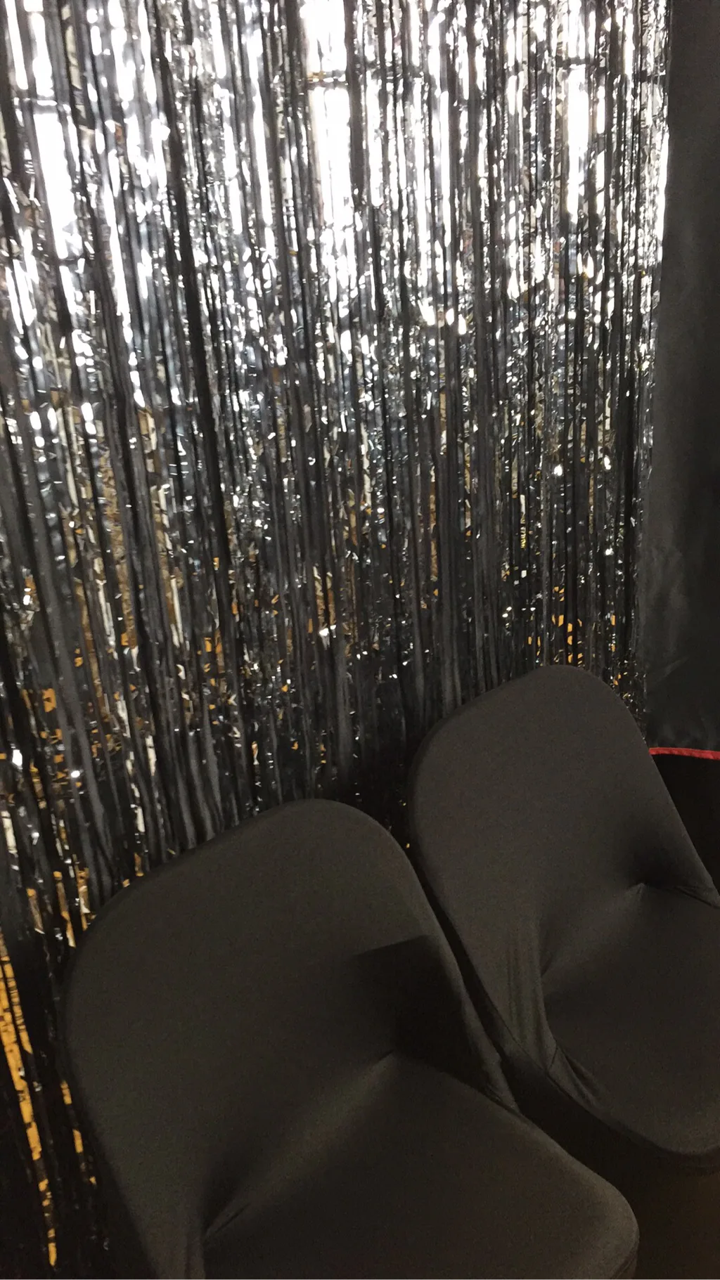 Tinsel Background set up at JR Tuckers High School Home Coming Dance